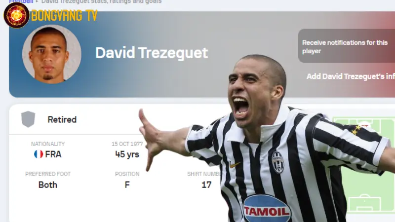 David Trezeguet cầu thủ mang áo số 17 nổi tiếng