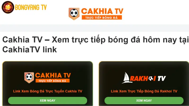 Hướng dẫn xem bóng đá trực tiếp tại cakhia tv trực tiếp