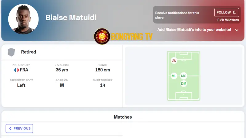 Đội hình pháp vô địch World Cup 2018 - Blaise Matuidi