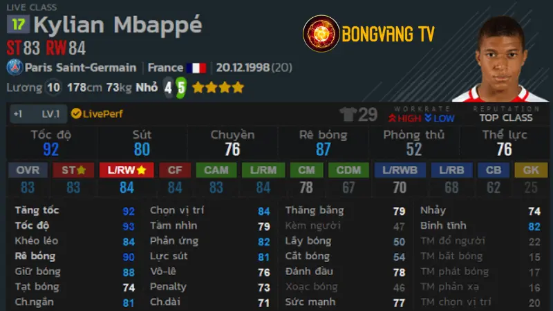 Kylian Mbappe (OVR - 77):